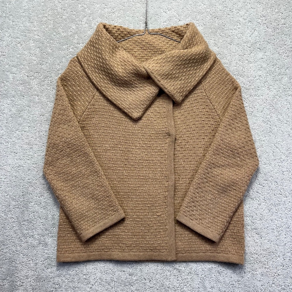 Banana Republic Cardigan Sweater Womens S Merino Cashmere Blend Camel Heather